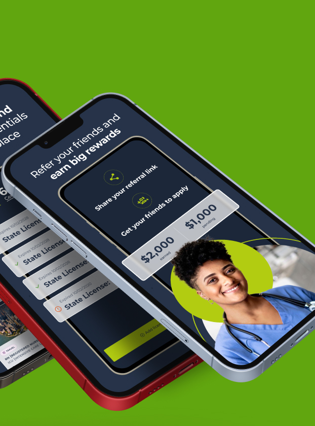 Medical Solutions Clinician App refer-and-earn rewards screen on phone