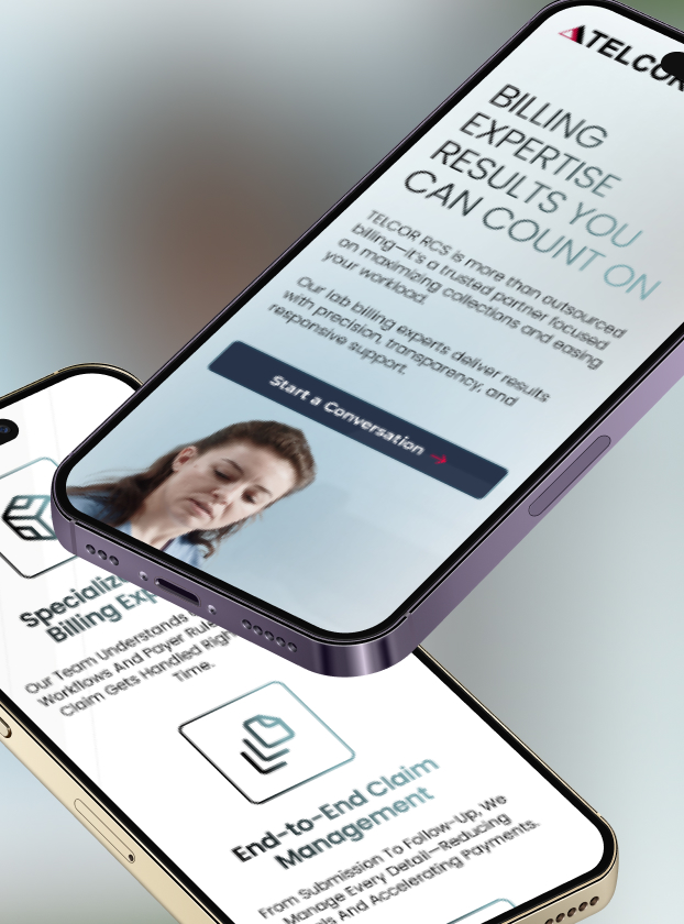 Telcor RCS billing expertise page shown on phone