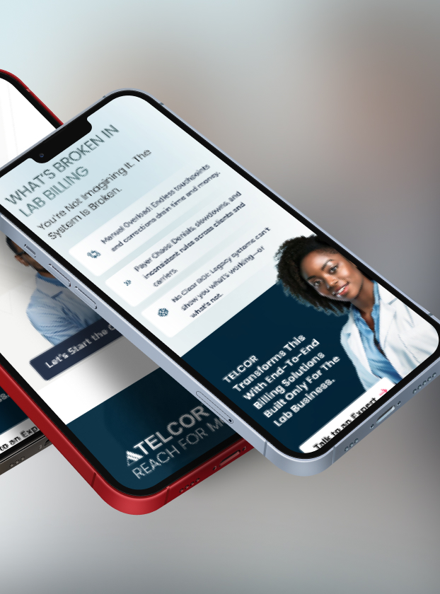 Telcor What's Broken in Lab Billing section shown across two phones